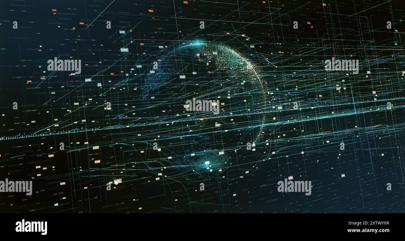 World map binary code rendering hi-res stock photography and images - Alamy