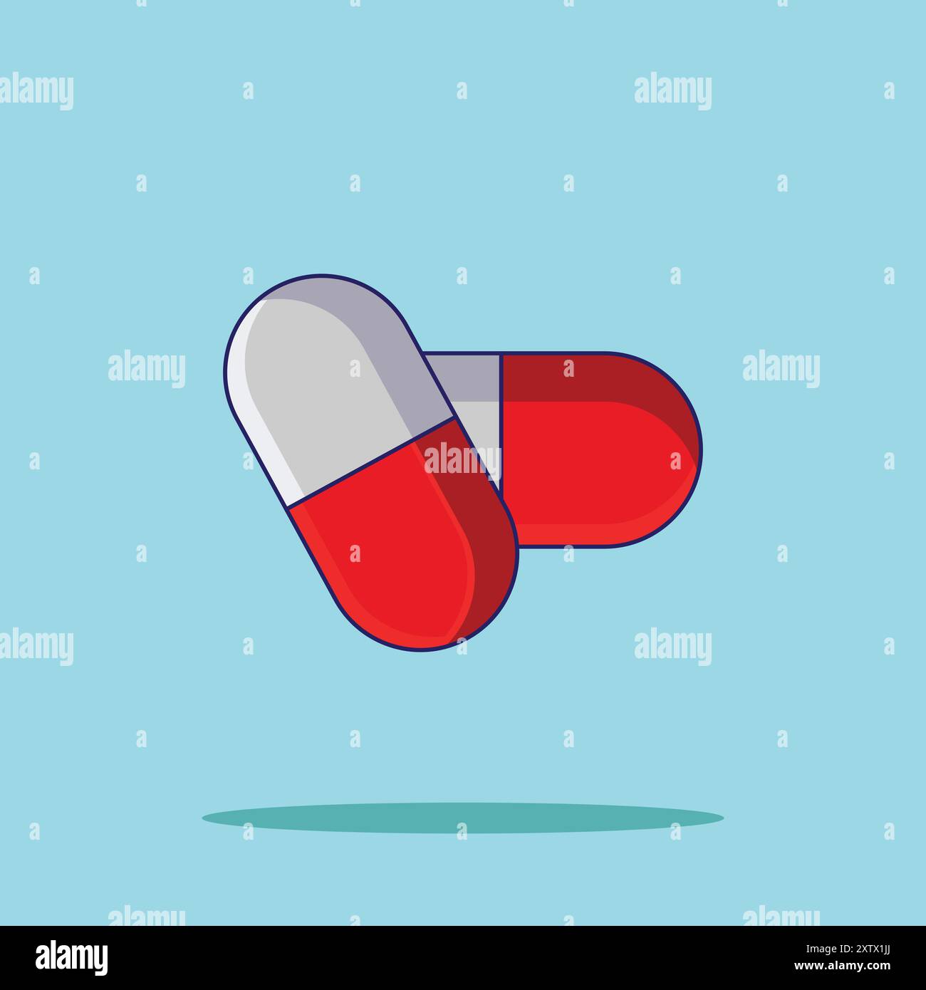 Capsule illustrations vector capsule medicine cartoon is isolated on a solid color background Stock Vector