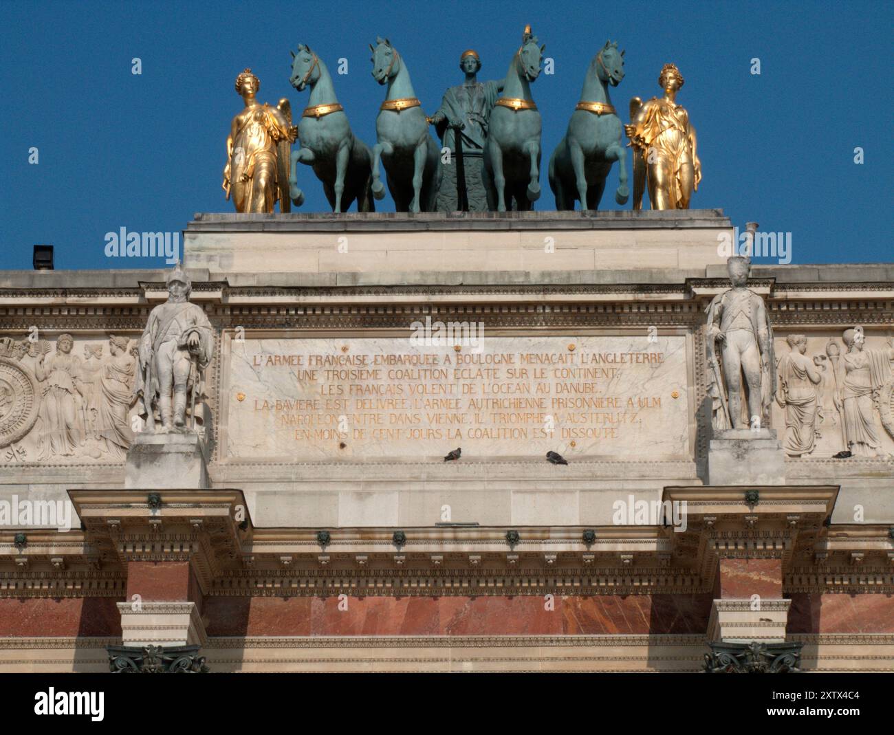 Quadriga sculpted by Baron François Joseph Bosio (1769 - 1845), commemorating the Restoration of the Bourbons (following Napoleon's downfall). This sc Stock Photo