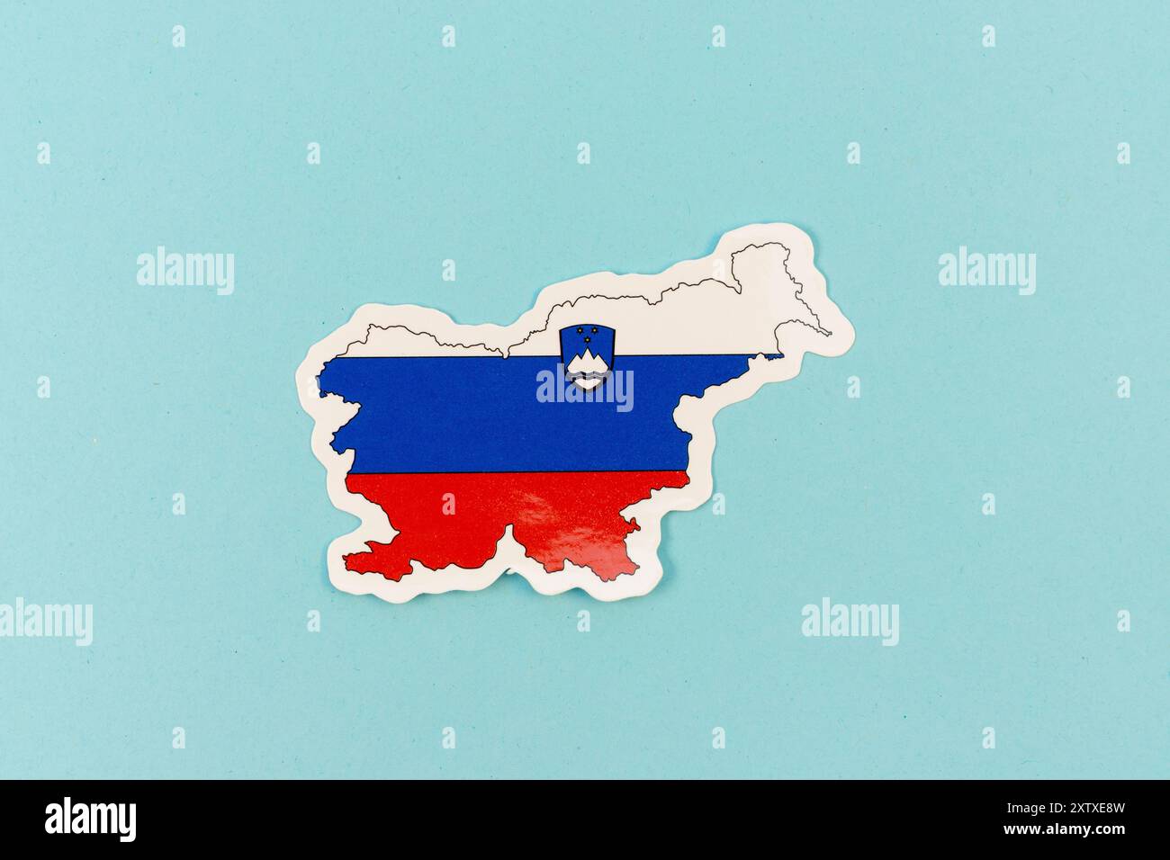 Slovenia Map with Flag Colors on Light Blue Background Stock Photo - Alamy