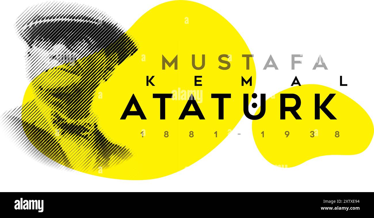 Abstract line art of Mustafa Kemal Atatürk (1881-1938) portrait Stock ...