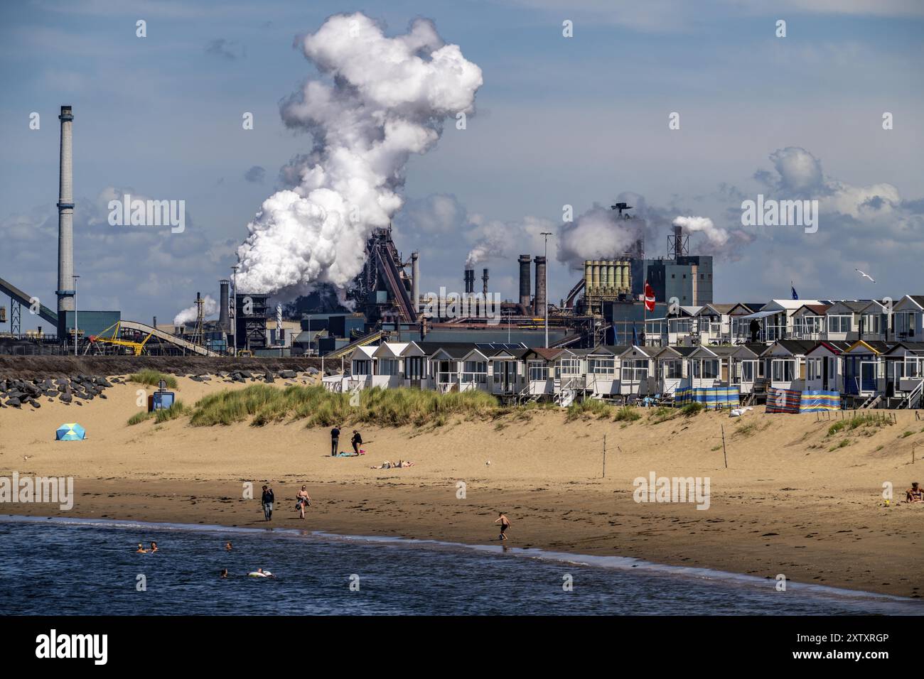 The Tata Steel steel and smelting works in IJmuiden, Velsen, North Holland, Netherlands, largest industrial area in the Netherlands, 2 blast furnaces Stock Photo