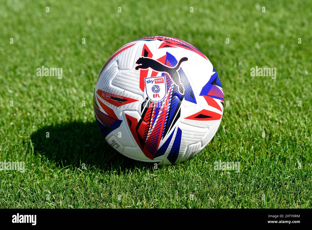 Landore, Swansea, Wales. 16 August 2024. The new PUMA Orbita Sky Bet EFL ball for the 2024-2025 season being used during the Under 18 Professional Development League match between Swansea City and Peterborough United at the JOMA High Performance Centre in Landore, Swansea, Wales, UK on 16 August 2024. Credit: Duncan Thomas/Majestic Media/Alamy Live News. Stock Photo