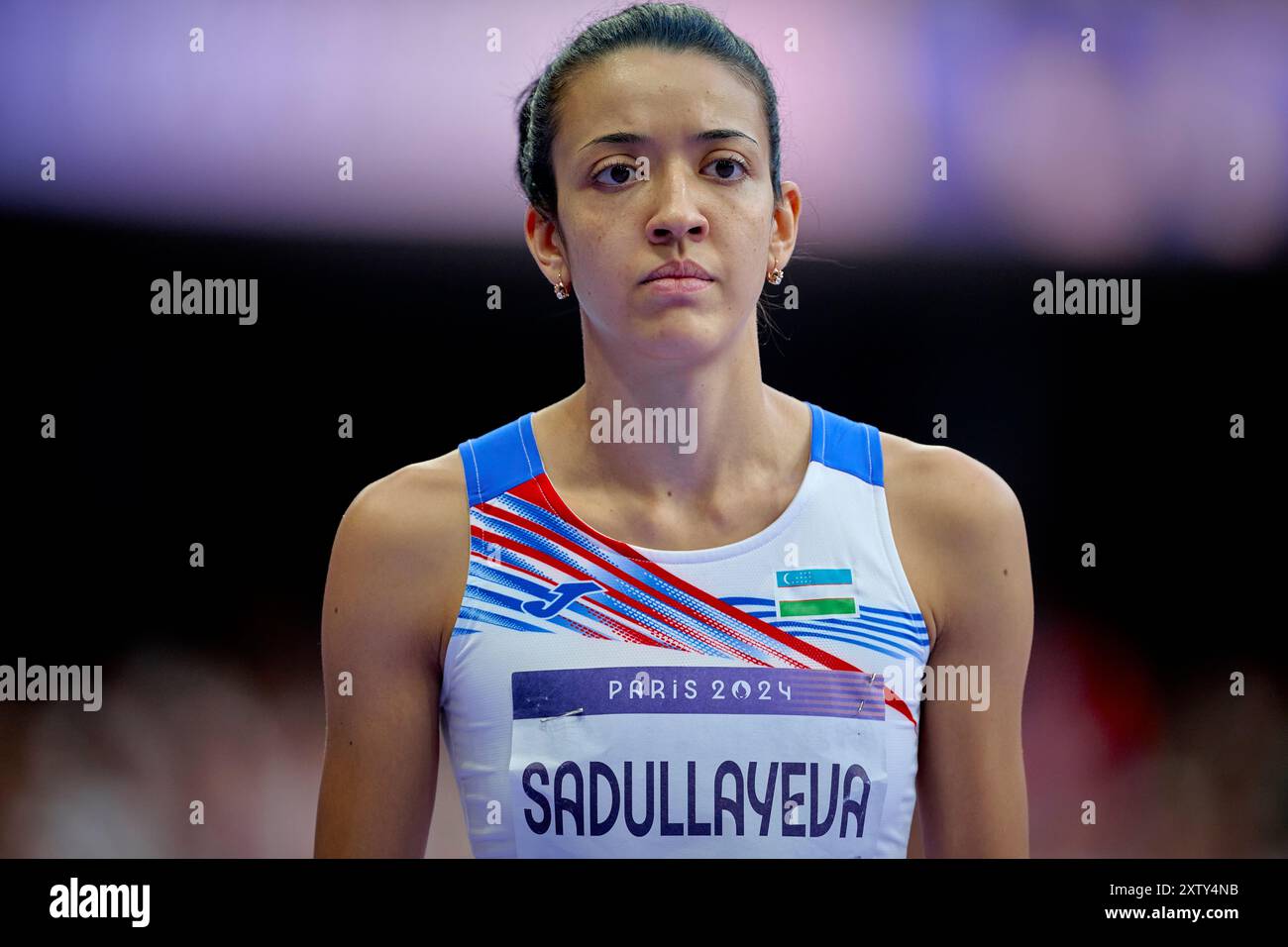 PARIS, FRANCE - 4 AUGUST, 2024: SADULLAYEVA Safina, Women's High Jump Final, Olympic Games 2024 Stock Photo