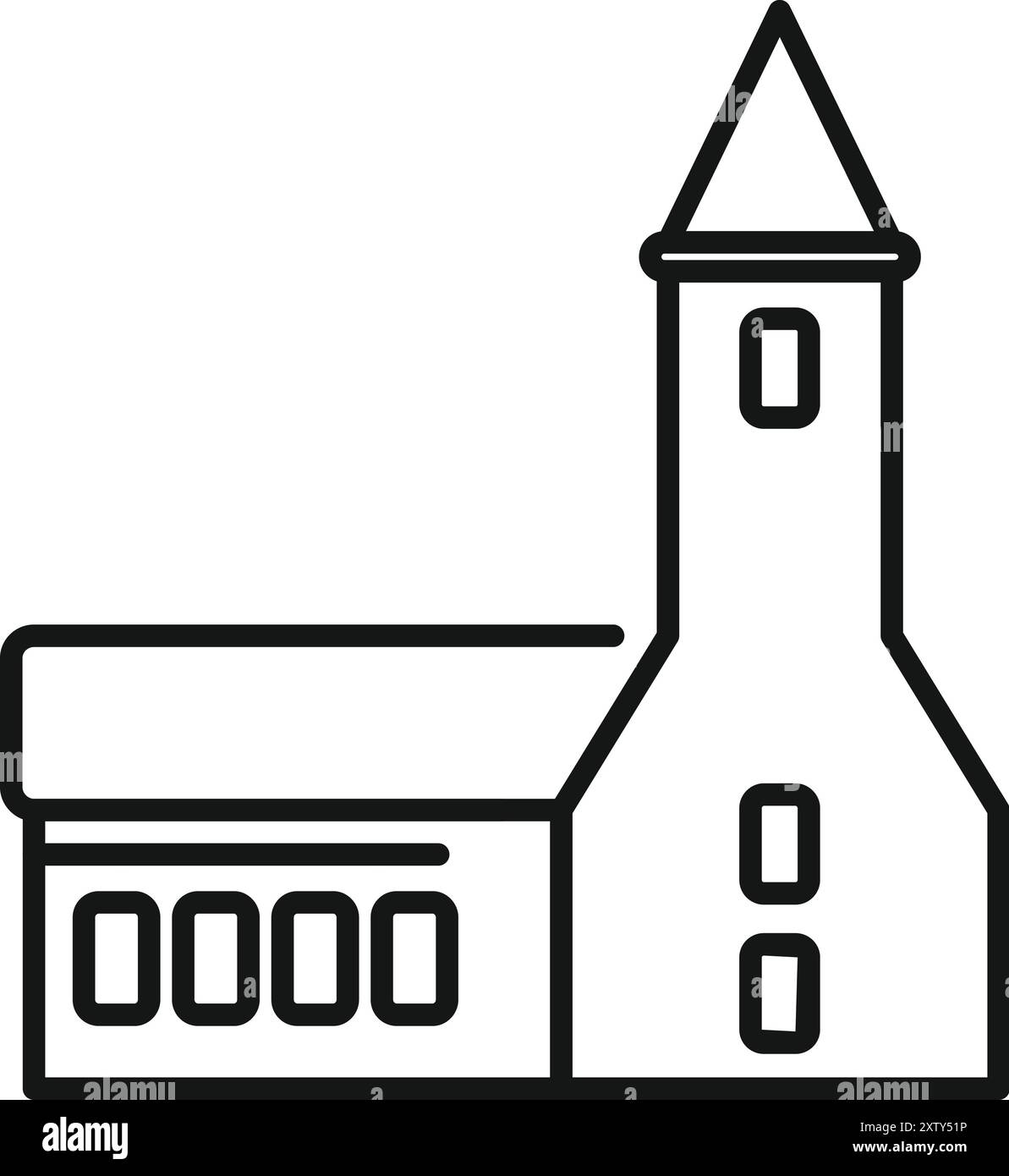 Simple minimalist line art icon logo of a small church building with ...