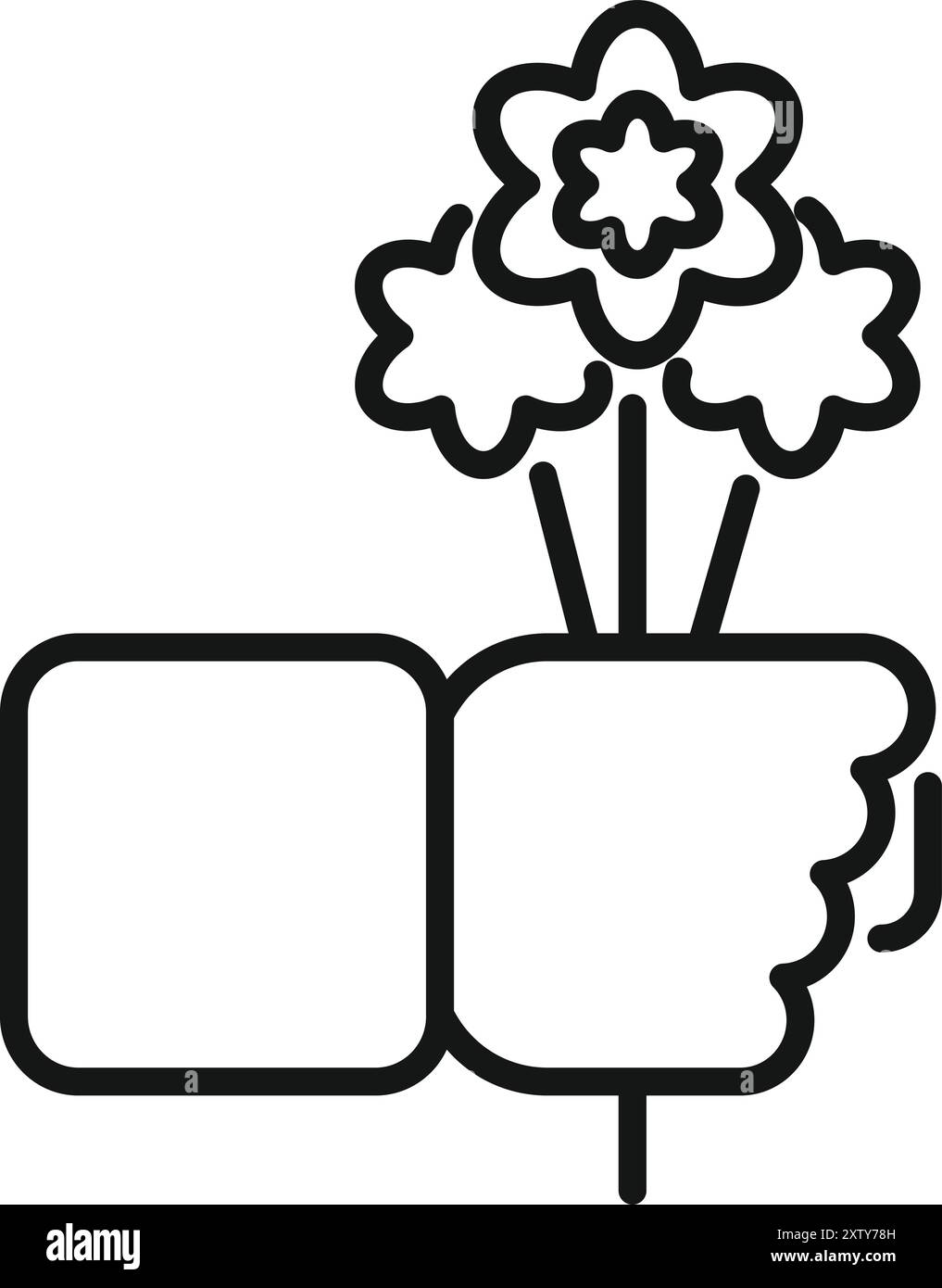Line art icon of a hand holding three flowers growing from the wrist ...