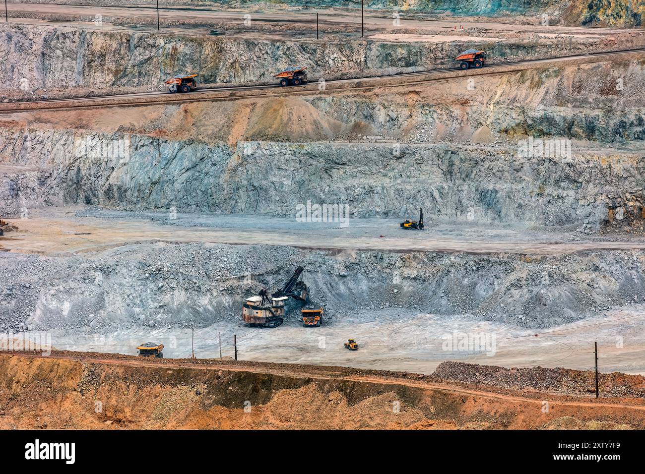 Rich Copper Deposits in the Morenci Copper Mine, Arizona  Largest Copper mine in North America Stock Photo