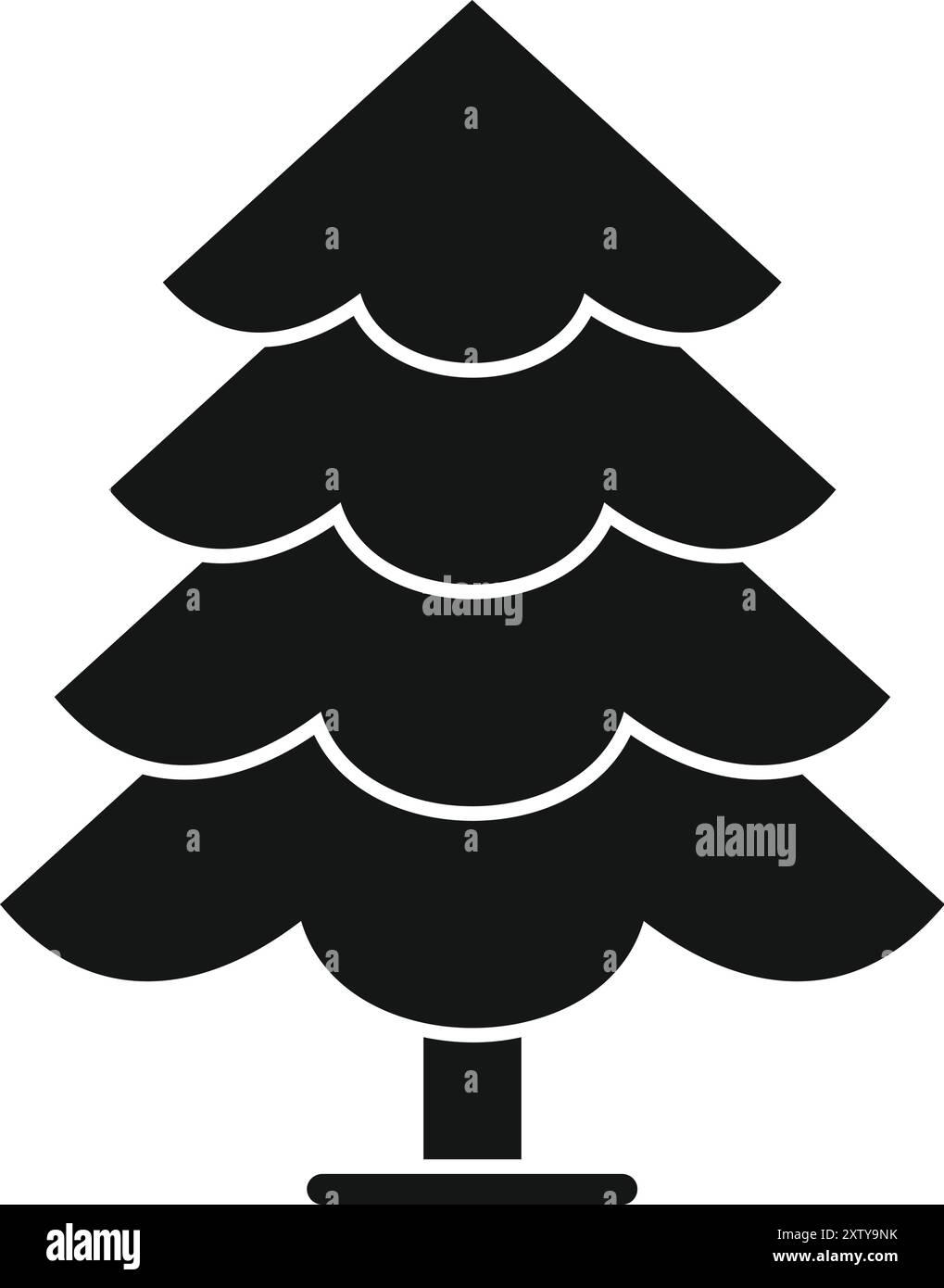 Simple black and white vector icon of a fir tree, perfect for projects ...