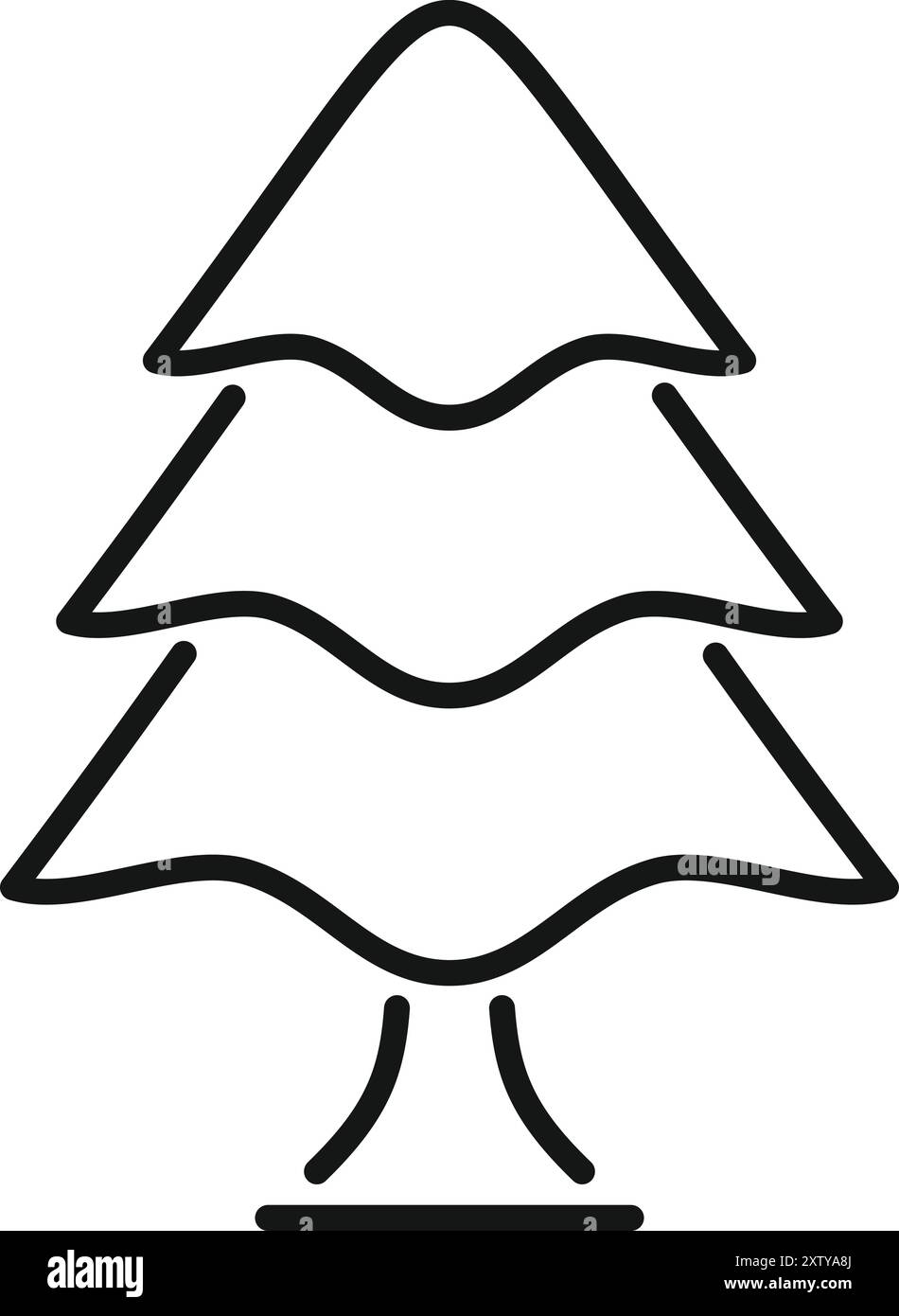 Simple black and white line art illustration of a pine tree, perfect ...
