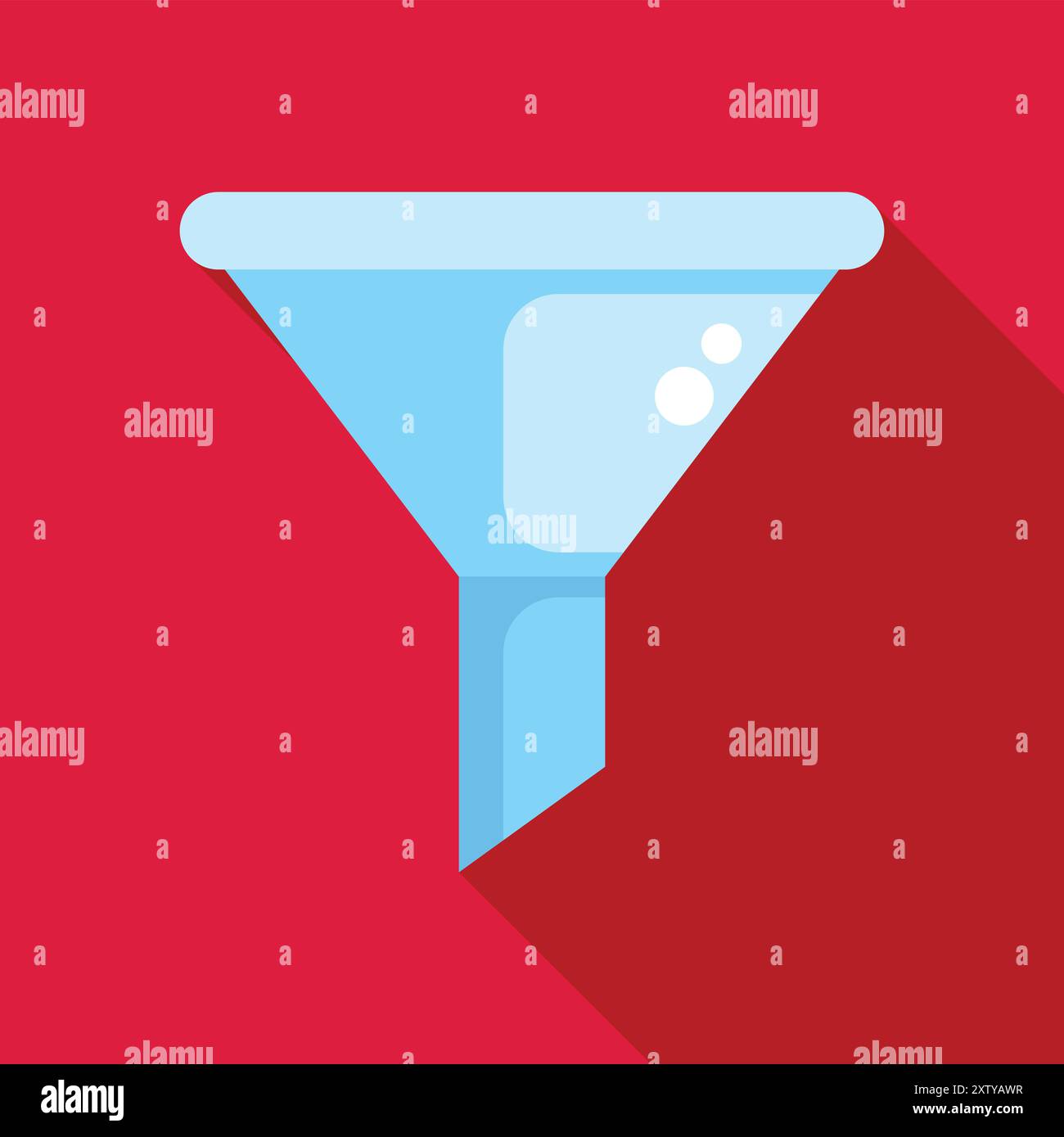 Blue water filter funnel is purifying a liquid substance, filtering out ...