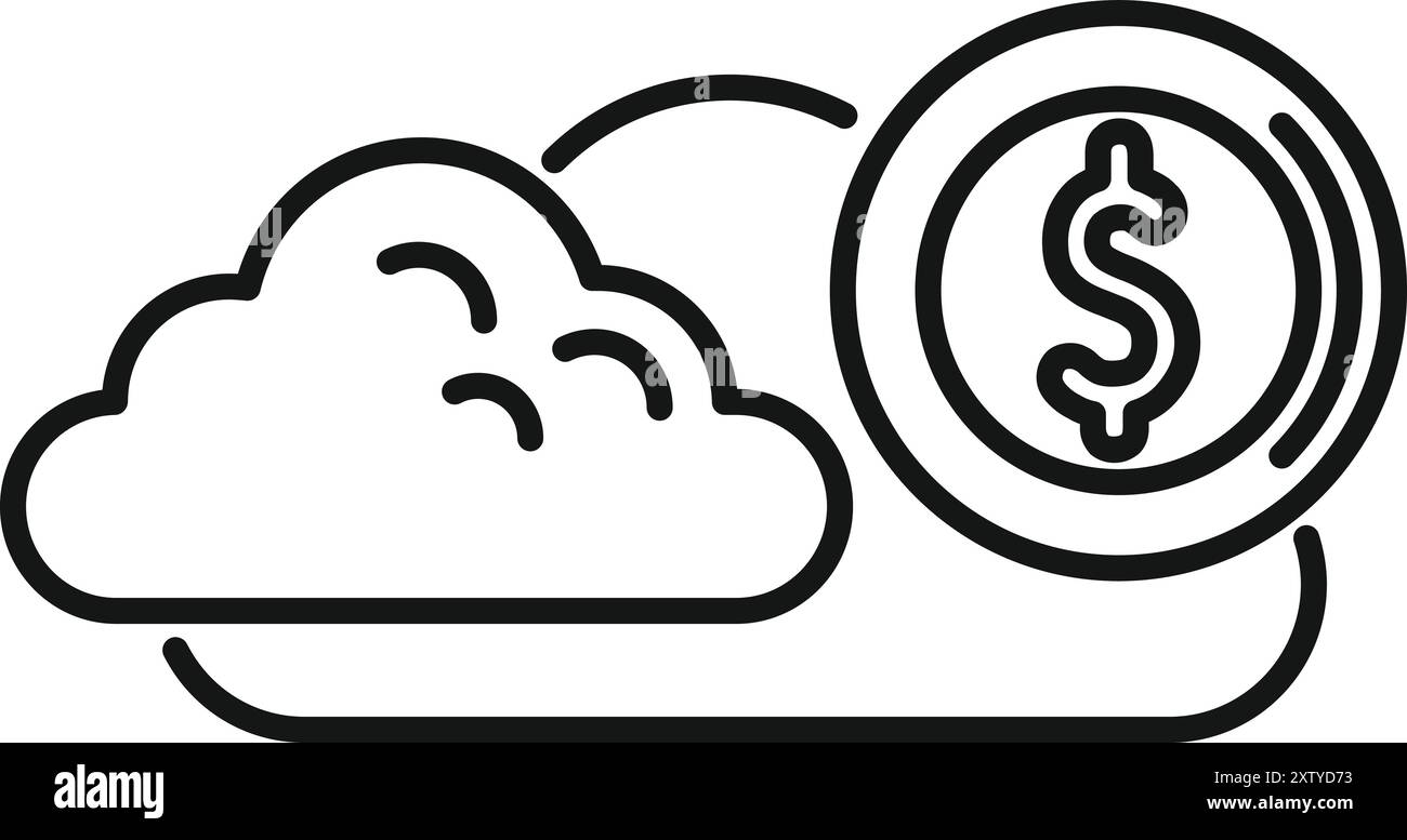 This icon represents cloud computing costs, data storage fees, and online expenses Stock Vector
