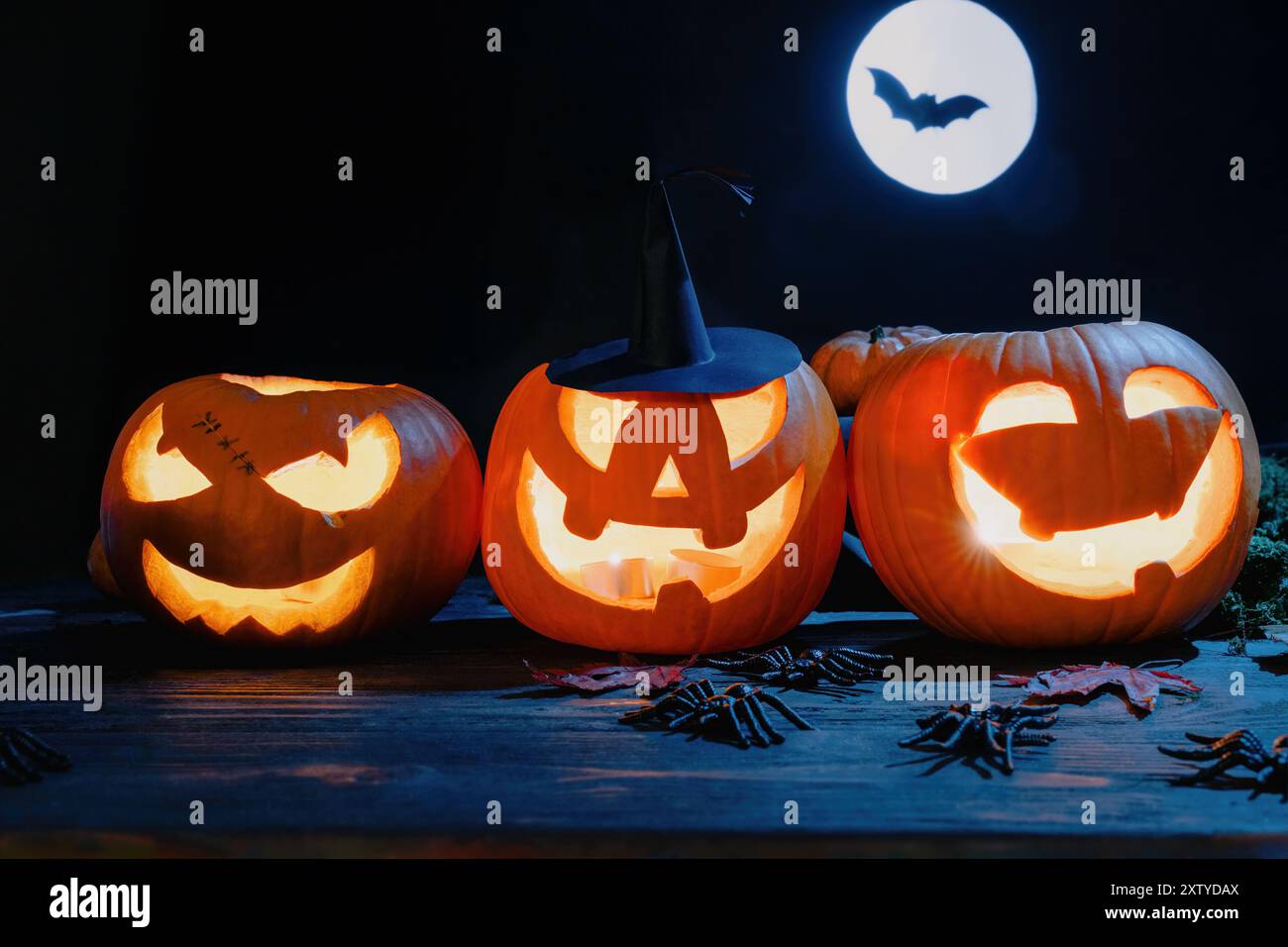 Three jack lanterns witch hat hi-res stock photography and images - Alamy