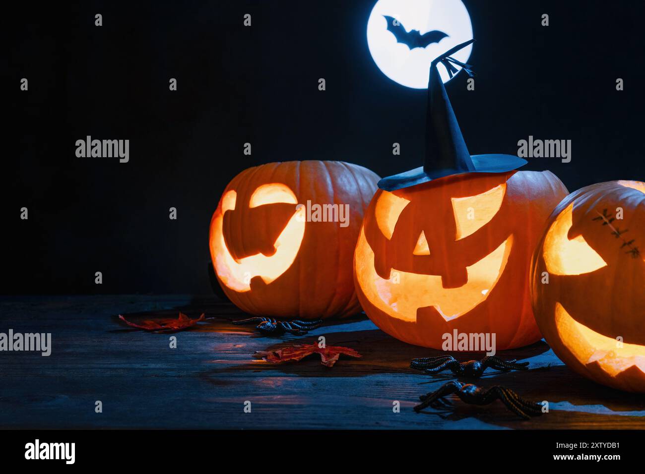Three jack lanterns witch hat hi-res stock photography and images - Alamy