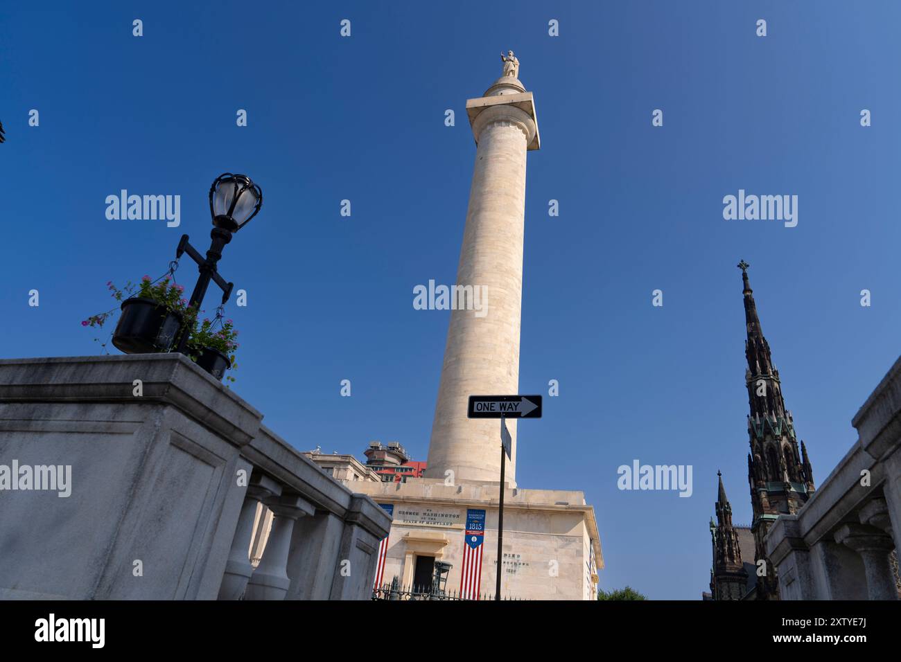 George Washington Statue in the Mount Vernon neighborhood of Baltimore, Maryland August 14, 2024 Stock Photo