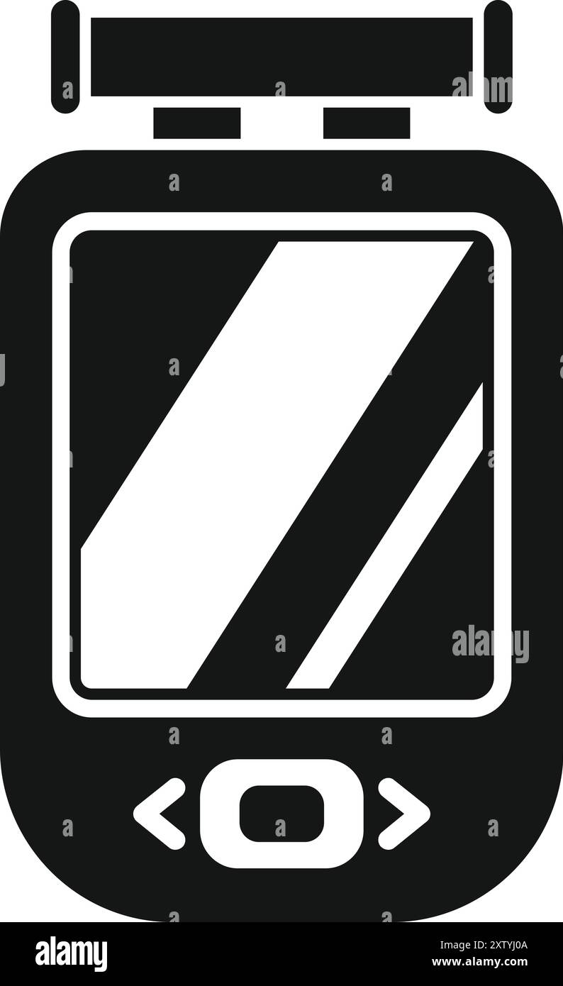 Black and white icon of a bike computer displaying speed and distance ...