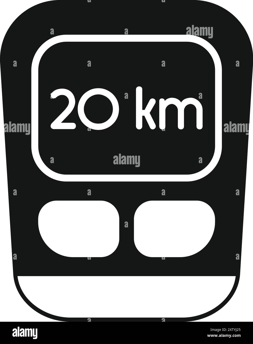 Black and white vector icon of a bike computer showing distance ...