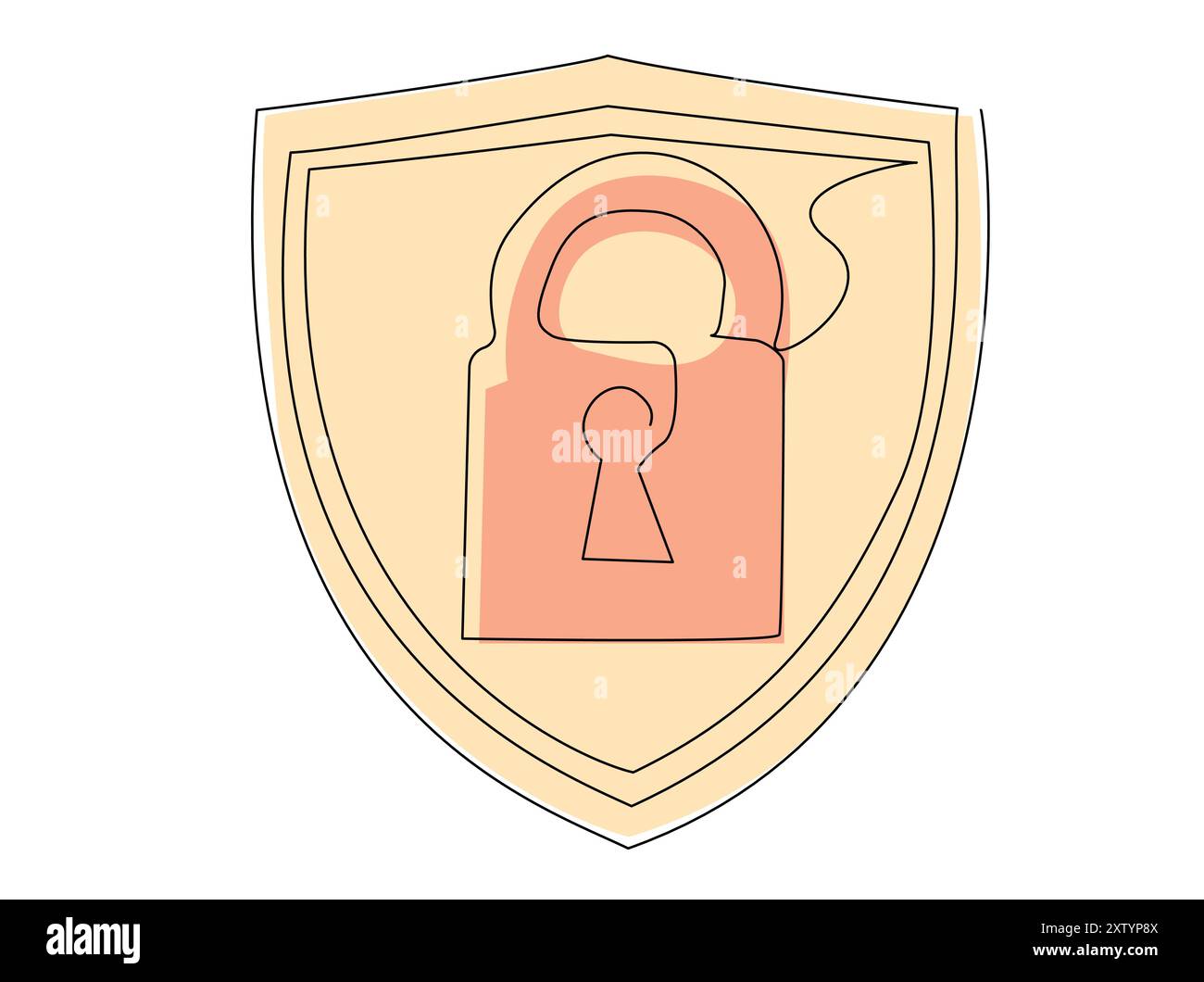 Simple Illustration of a Shield With a Lock Symbolizing Security and Protection for Digital Assets Stock Vector
