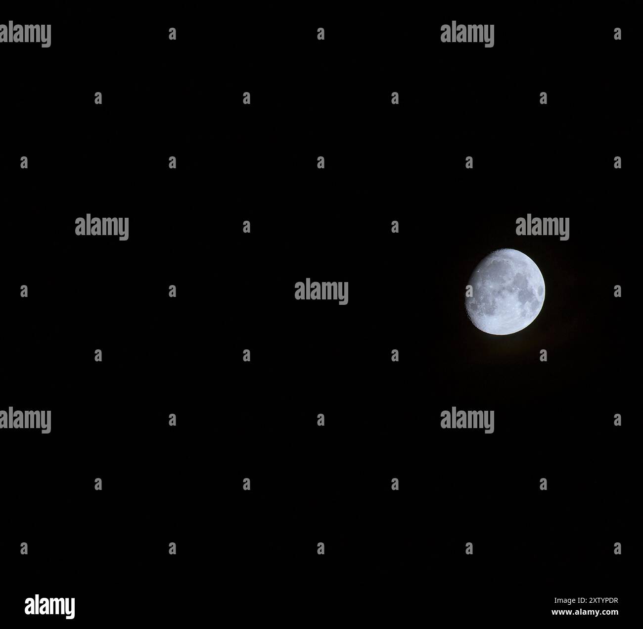 Mainz, Germany. Waxing Gibbous Moon. Stock Photo