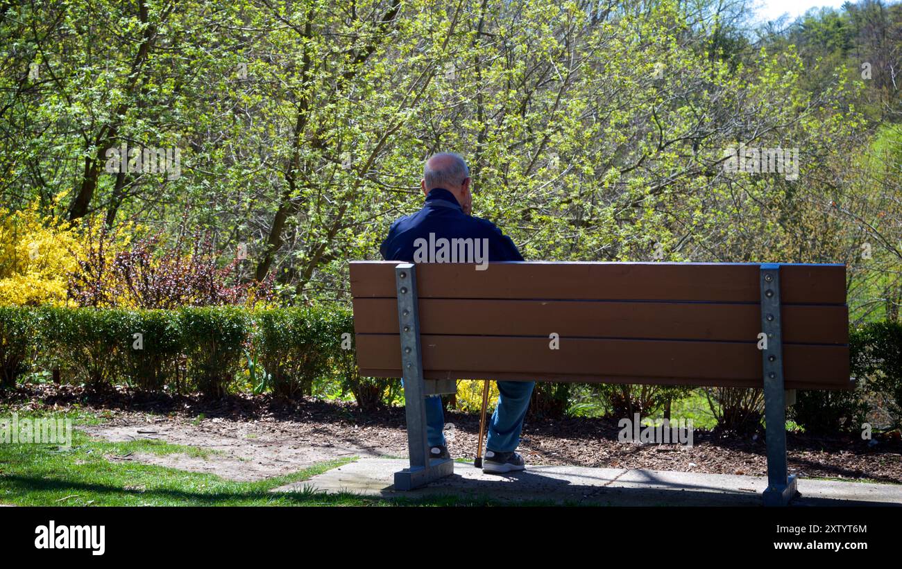 Man sitting on park bench hi-res stock photography and images - Alamy