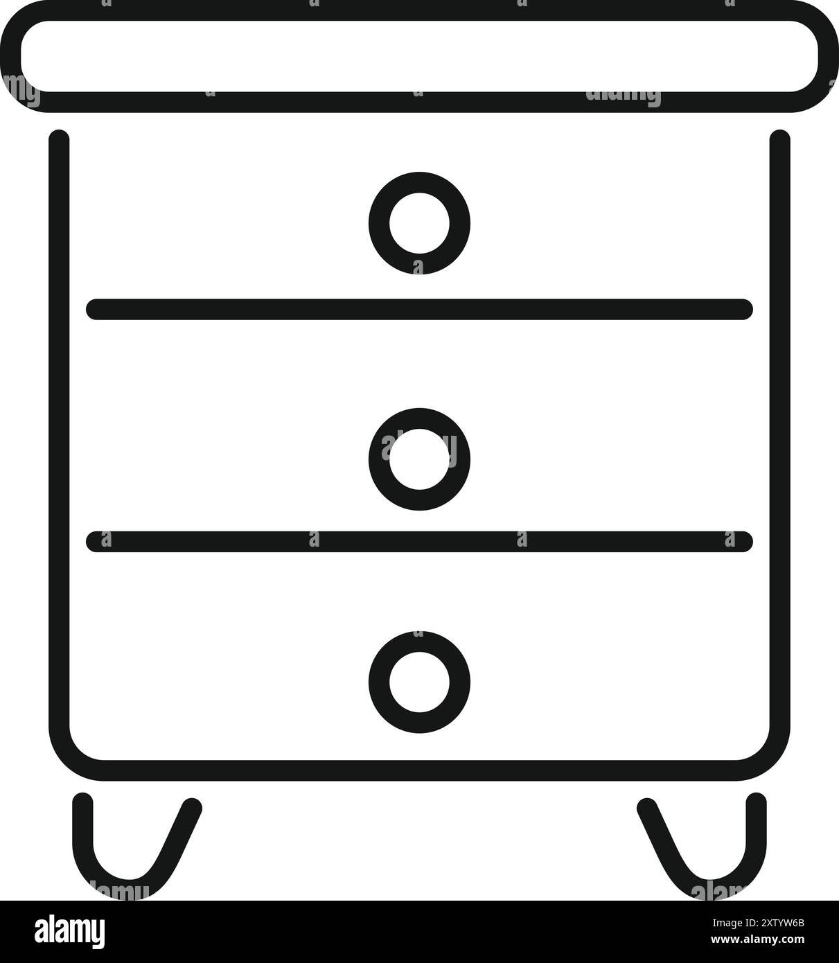 Simple outline icon of a wooden cabinet with drawers for storing clothes or other household items Stock Vector