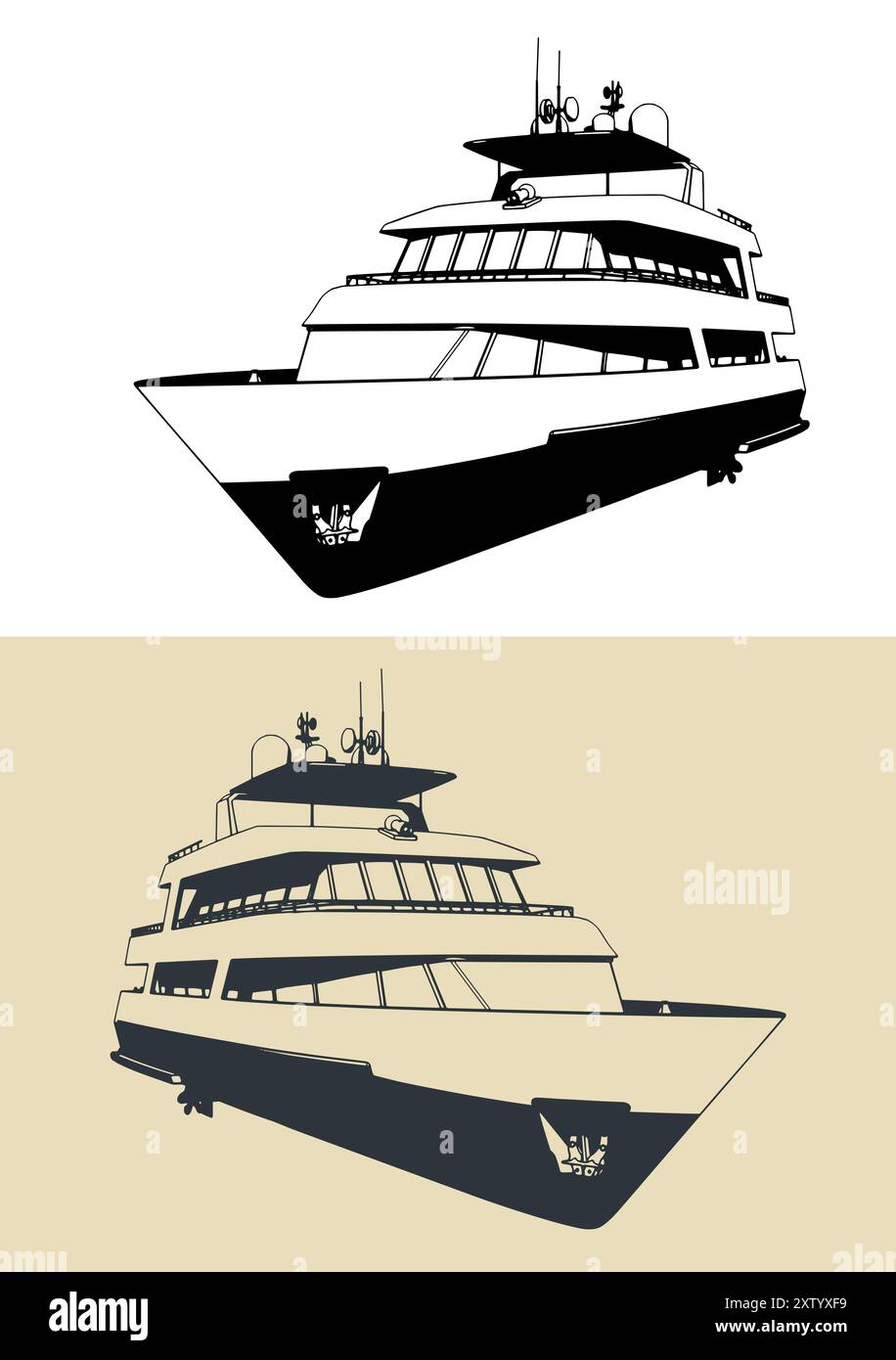 Stylized vector illustrations of a luxury yacht Stock Vector Image ...