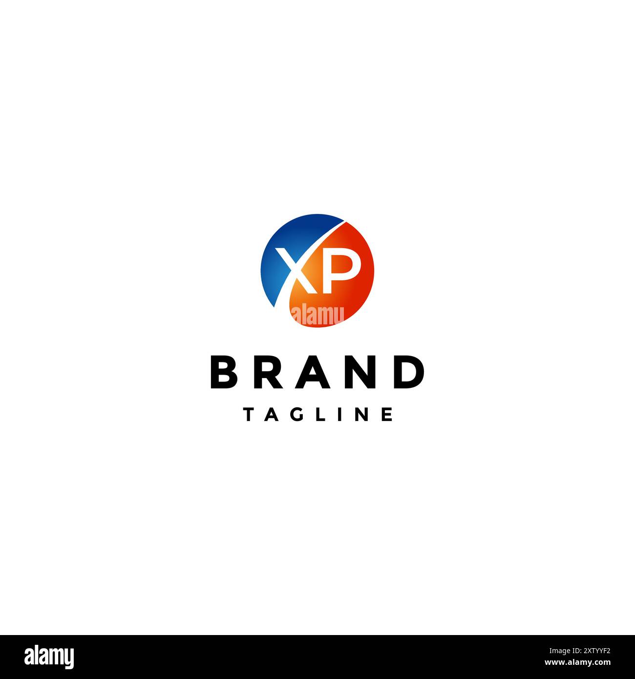 Initial Letter XP Inside Circle Symbol Logo Design. Circle Symbol With Initial Letters X and P Inside Logo Design. Stock Vector