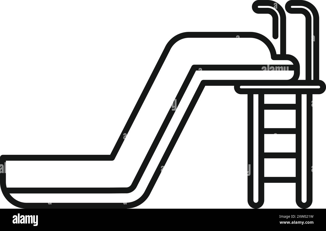 Line drawing of a water slide with a ladder, perfect for representing ...