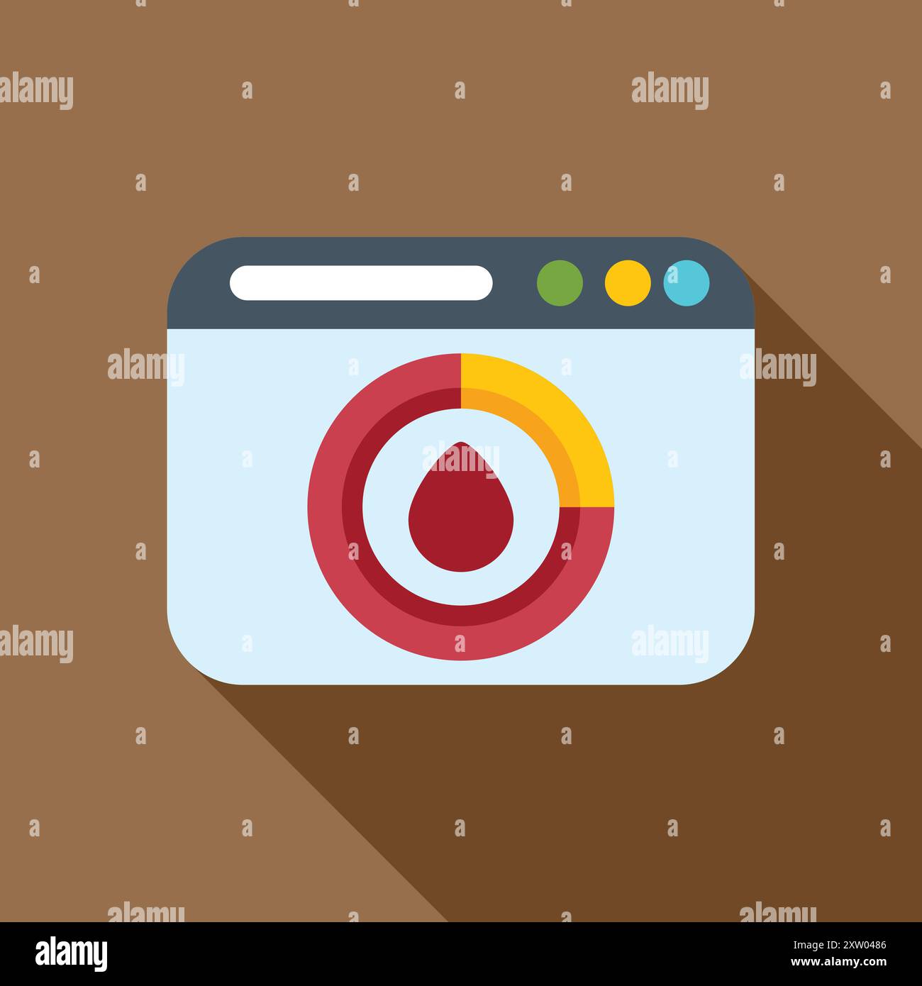 Website showing blood donation percentage pie chart icon, representing