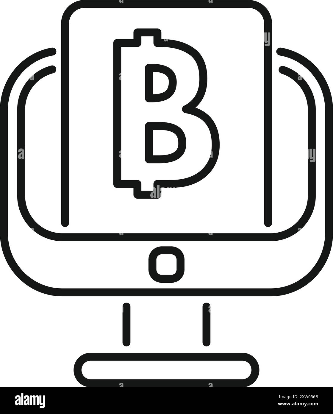 This icon represents the concept of mobile payment using cryptocurrency Stock Vector