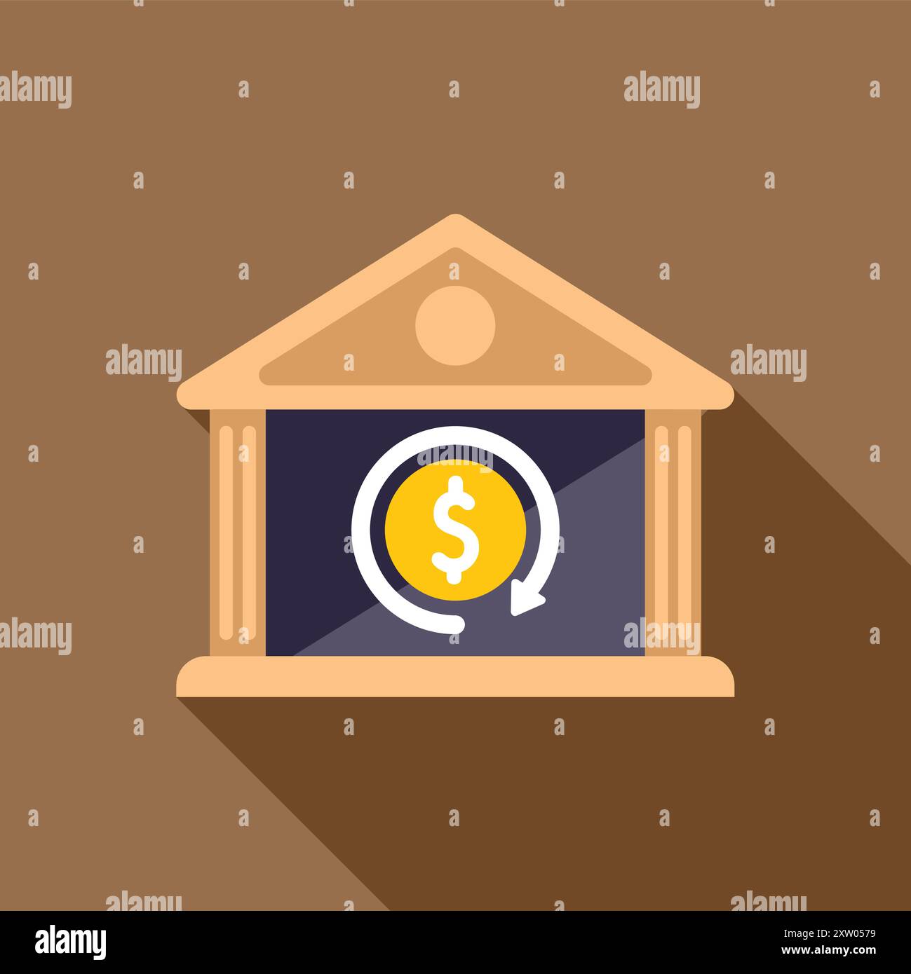 Flat vector illustration about banking system with a bank building and ...