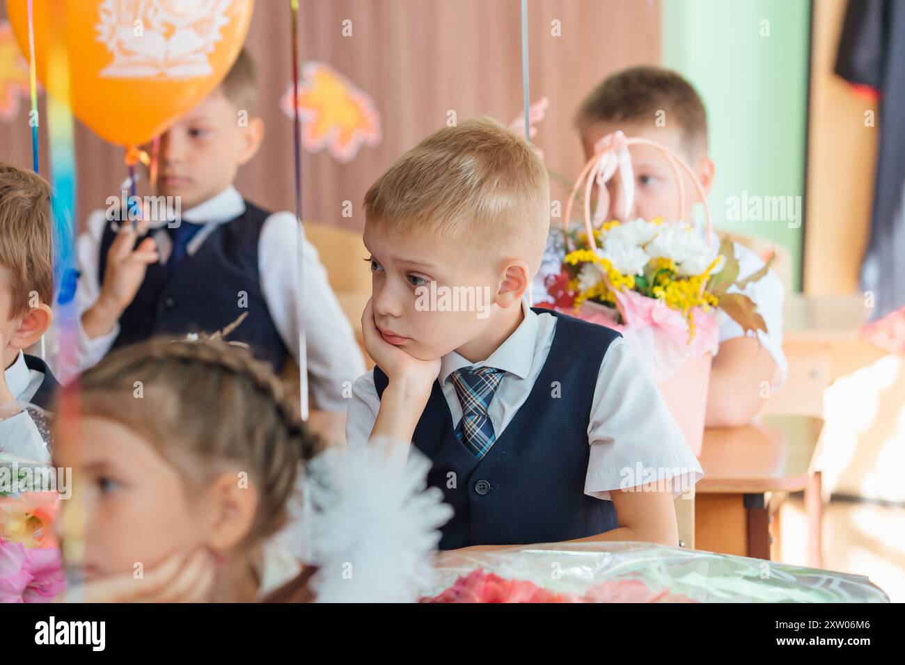 Russi First Class NOVOKUZNETSK, KEMEROVO REGION, RUSSIA - SEP, 1, 2022: First-grade ...