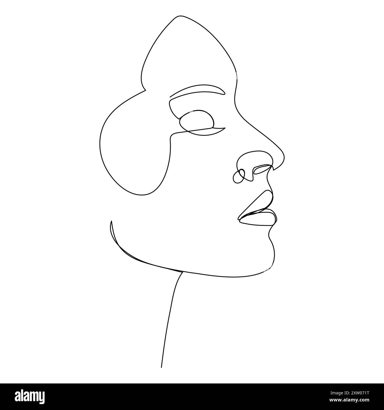 Woman profile female beauty concept. Line drawing vector illustration, Woman face line art drawing abstract line drawing beauty girl feminine face, Stock Vector