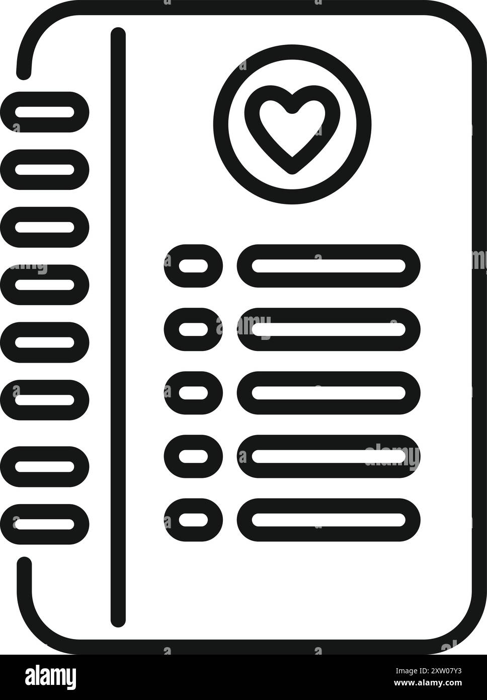 Notebook representing personal goals for finding love and romance Stock Vector
