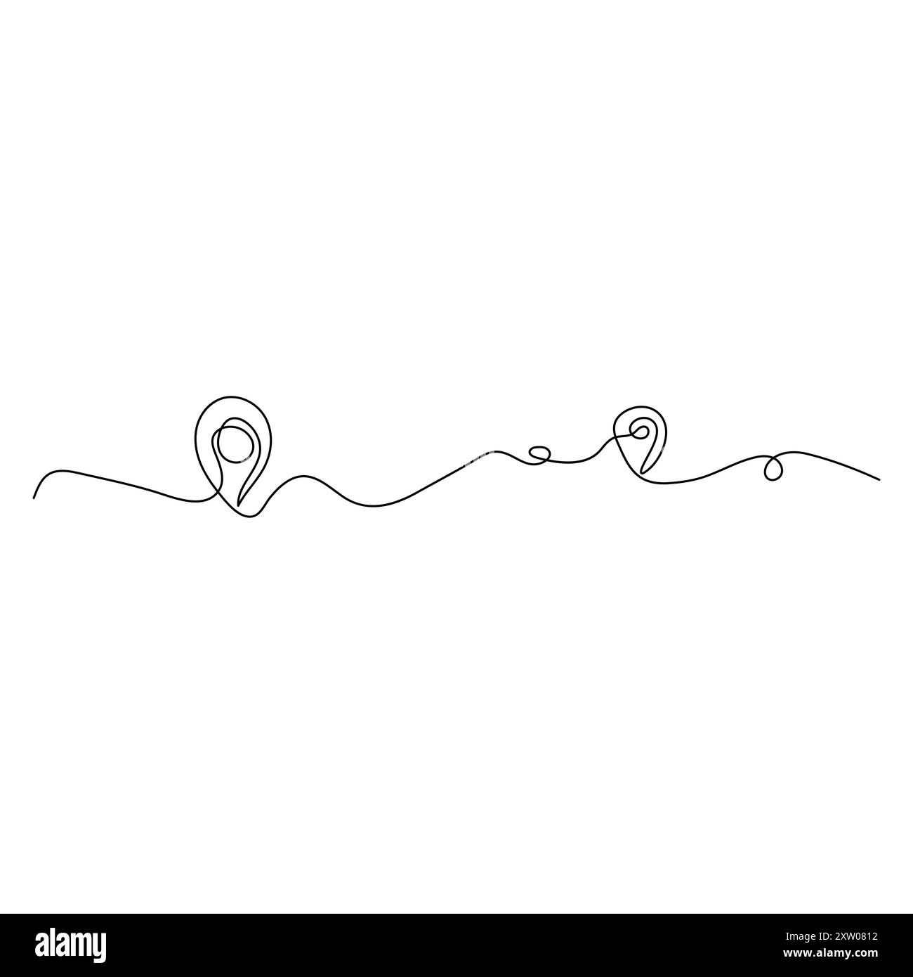 Continuous single line traffic one line map location pin art drawing design vector graphic Stock