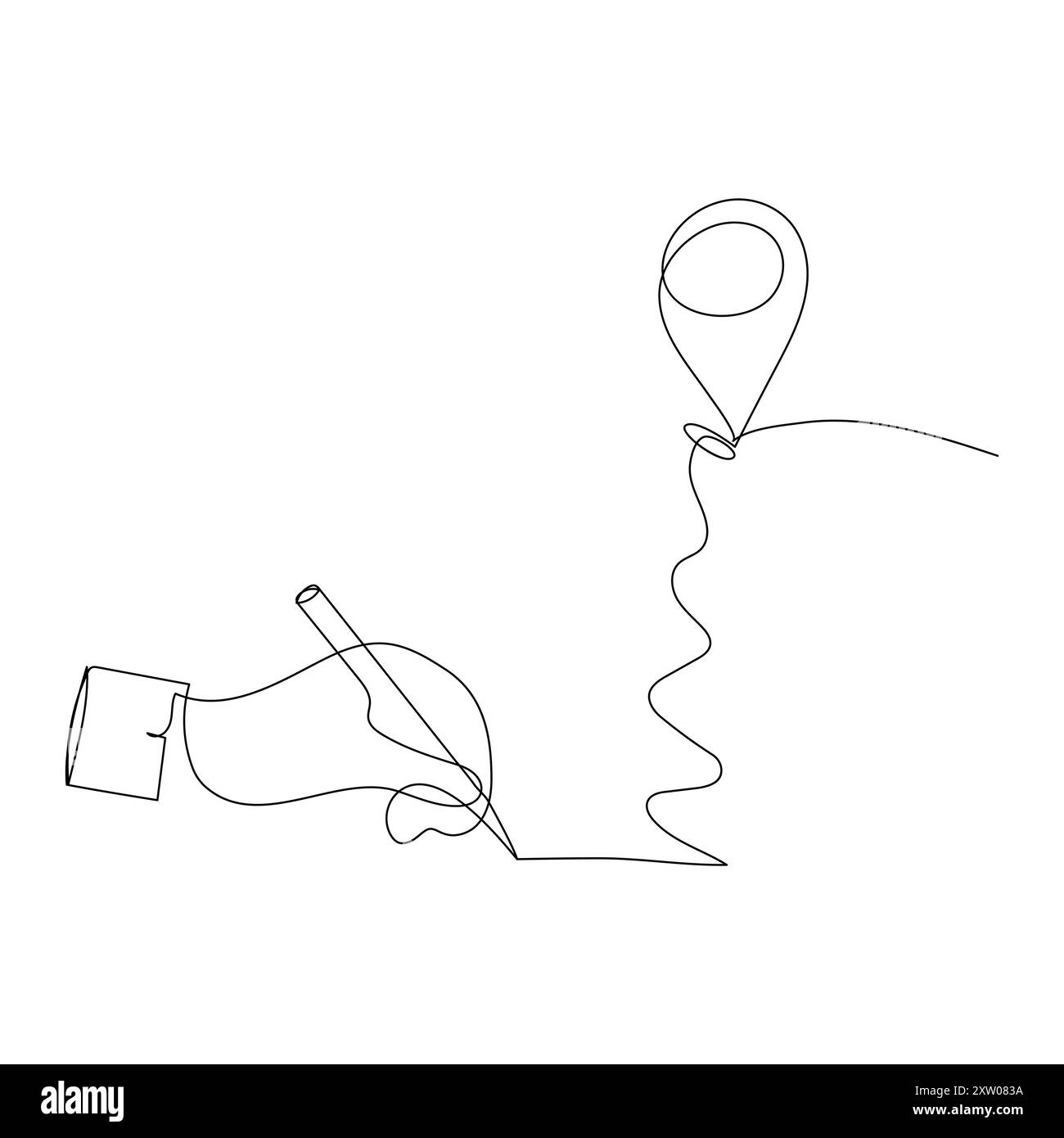 Continuous single line traffic one line map location pin art drawing ...