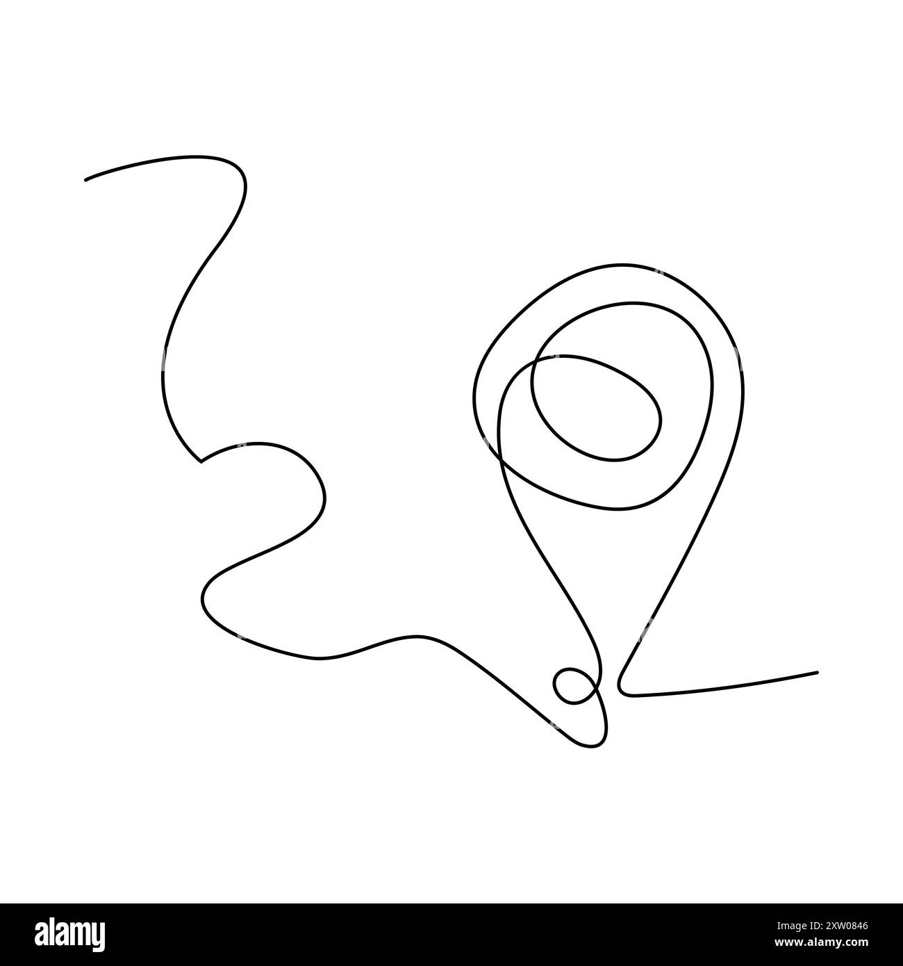 Continuous single line traffic one line map location pin art drawing ...