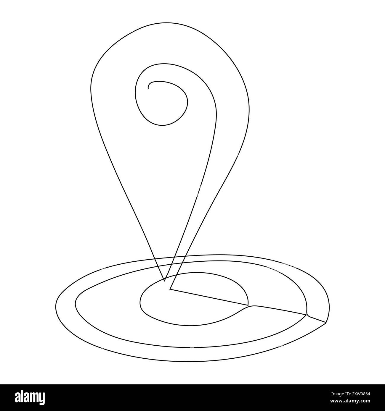 Continuous single line traffic one line map location pin art drawing design vector graphic Stock
