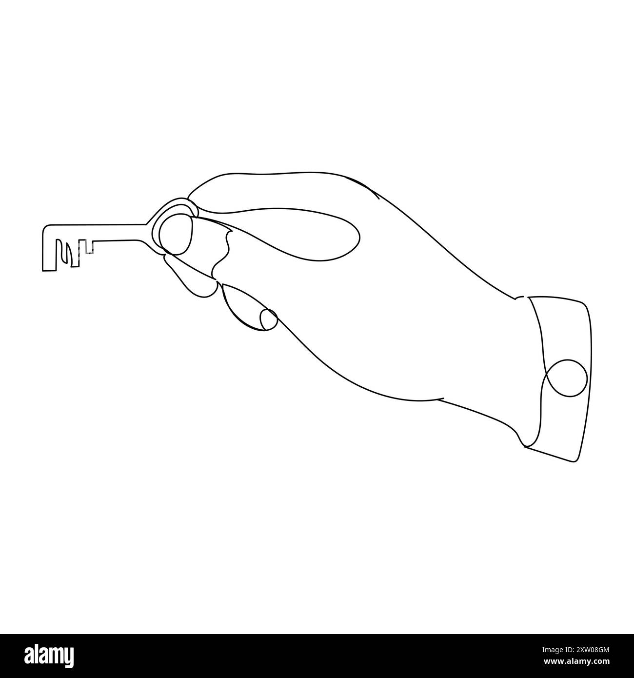 Key single line vector one continuous line drawing of key key line icon ...