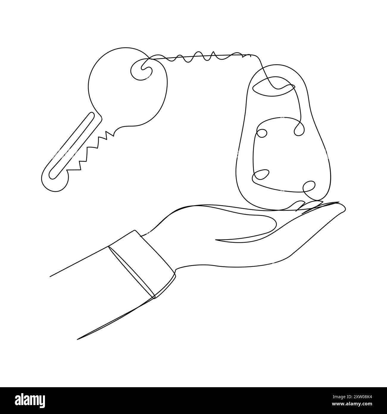 Key single line vector one continuous line drawing of key key line icon ...