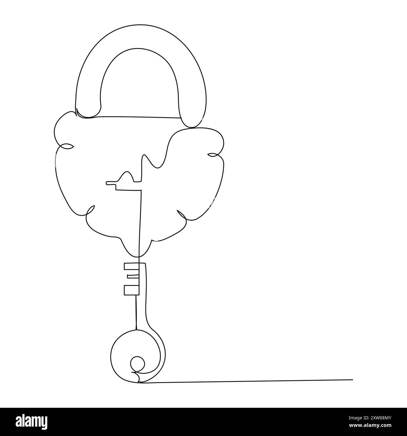 Key single line vector one continuous line drawing of key key line icon ...