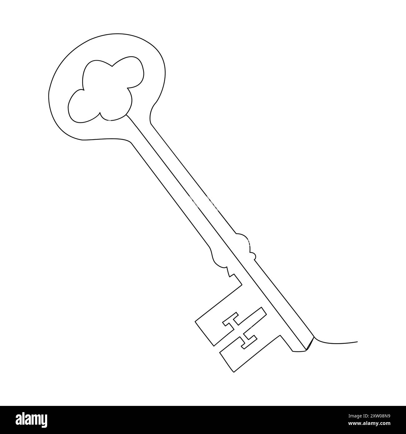 Key single line vector one continuous line drawing of key key line icon ...