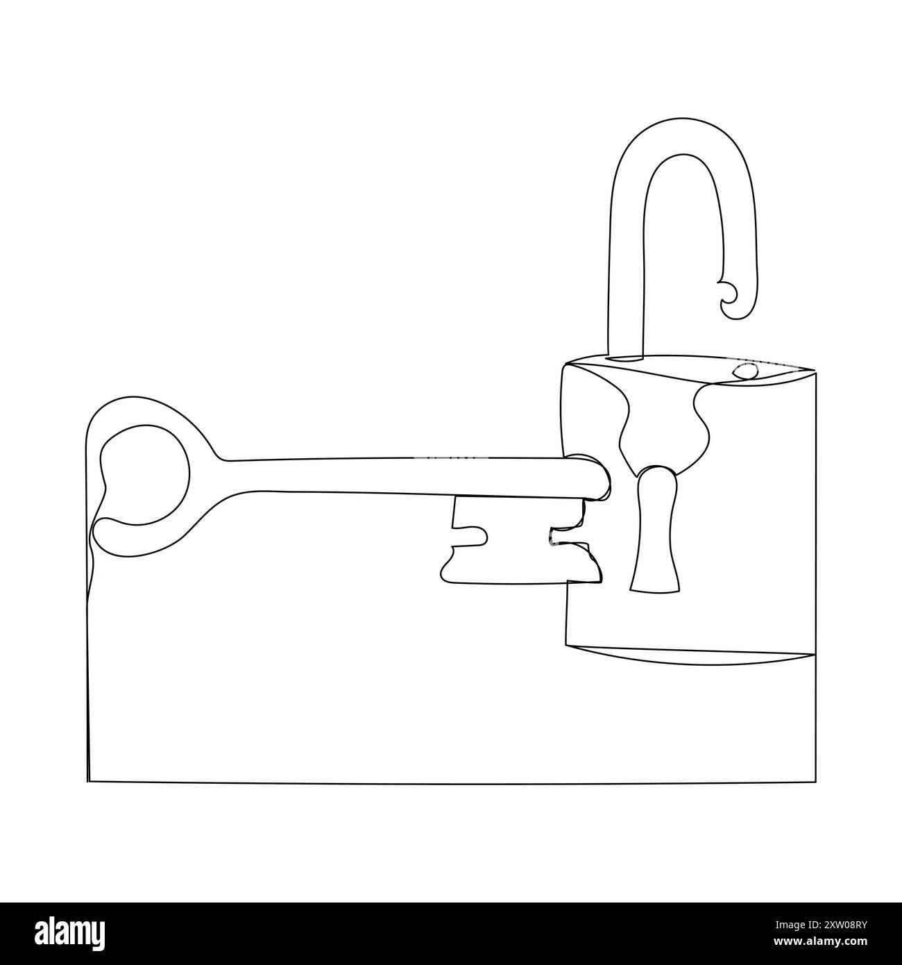 Key single line vector one continuous line drawing of key key line icon ...