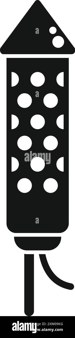 Simple vector icon of a firework rocket standing upright with a fuse ...