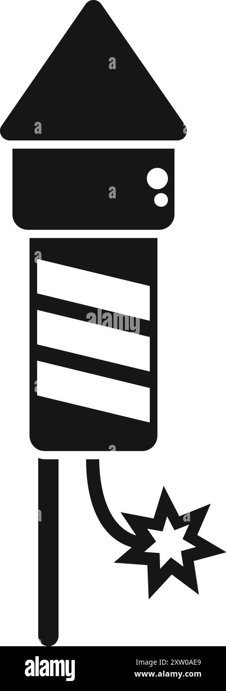 Simple black and white vector icon of a firework rocket standing ...