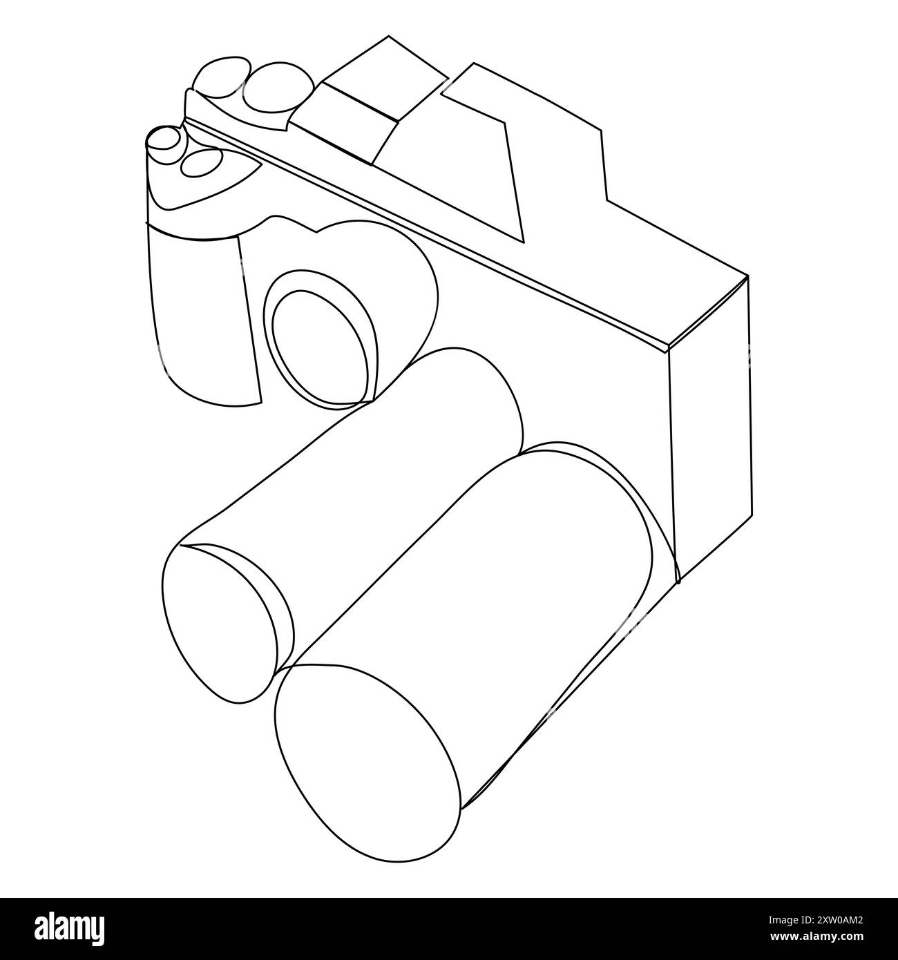 Continuous single line camera oneline art drawing illustration art on camera Continuous line drawing of shooting camera vector illustration camera art Stock Vector