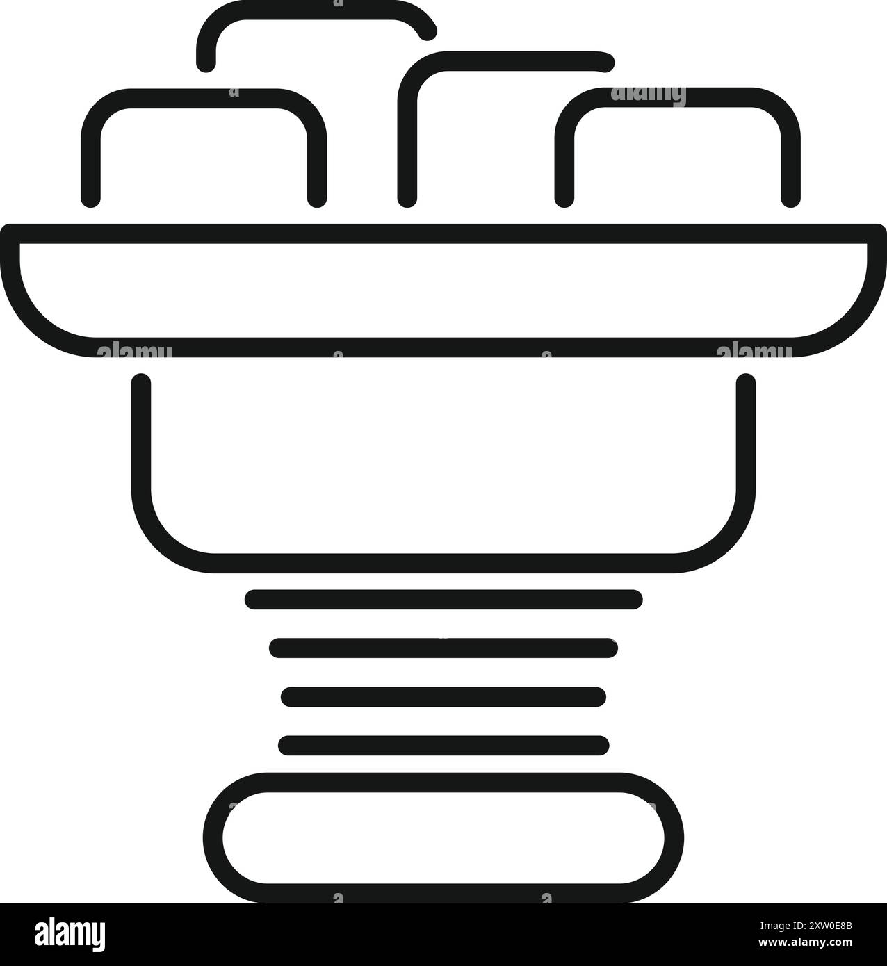Black and white icon of a modern round table with chairs for a meeting ...