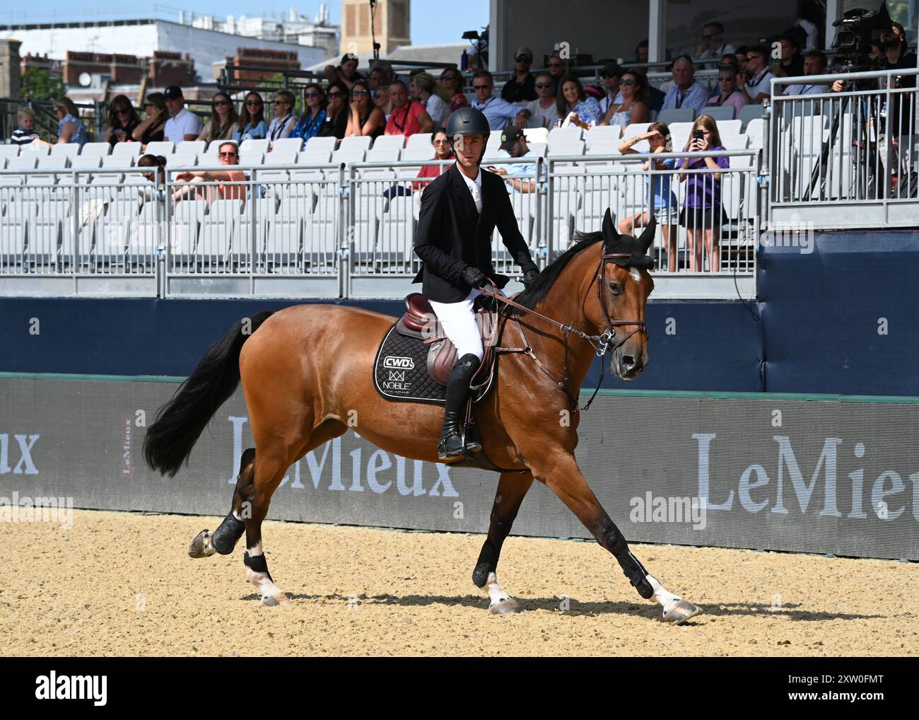 LONDON, UK. 16th Aug, 2024. Gilles Thomas competed in two phases of show jumping at The Royal Hospital Chelsea in London, UK during the Longines Global Champions Tour. Credit: See Li/Picture Capital/Alamy Live News Stock Photo