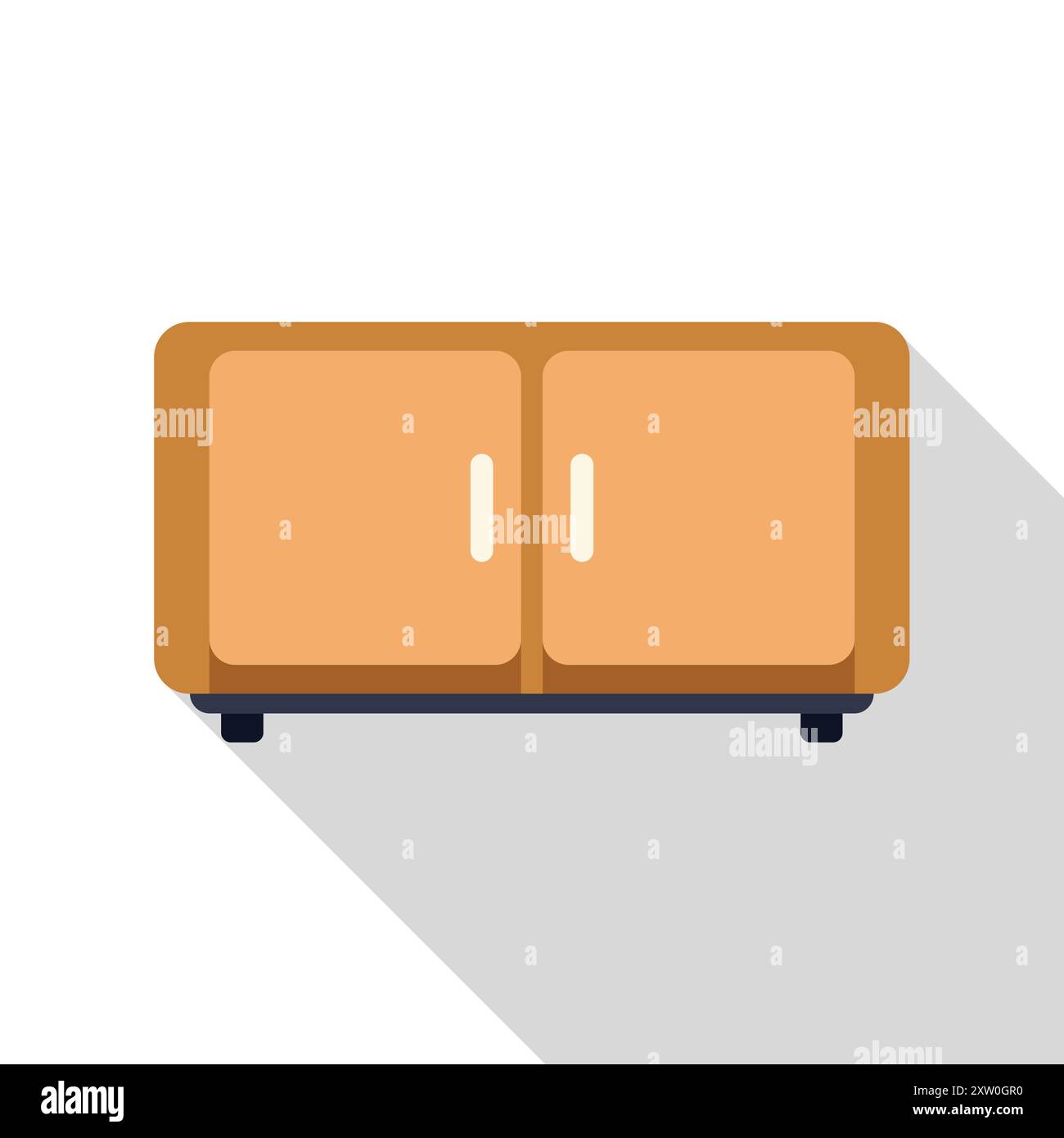 Simple wooden cabinet with closed doors casting a long shadow Stock Vector