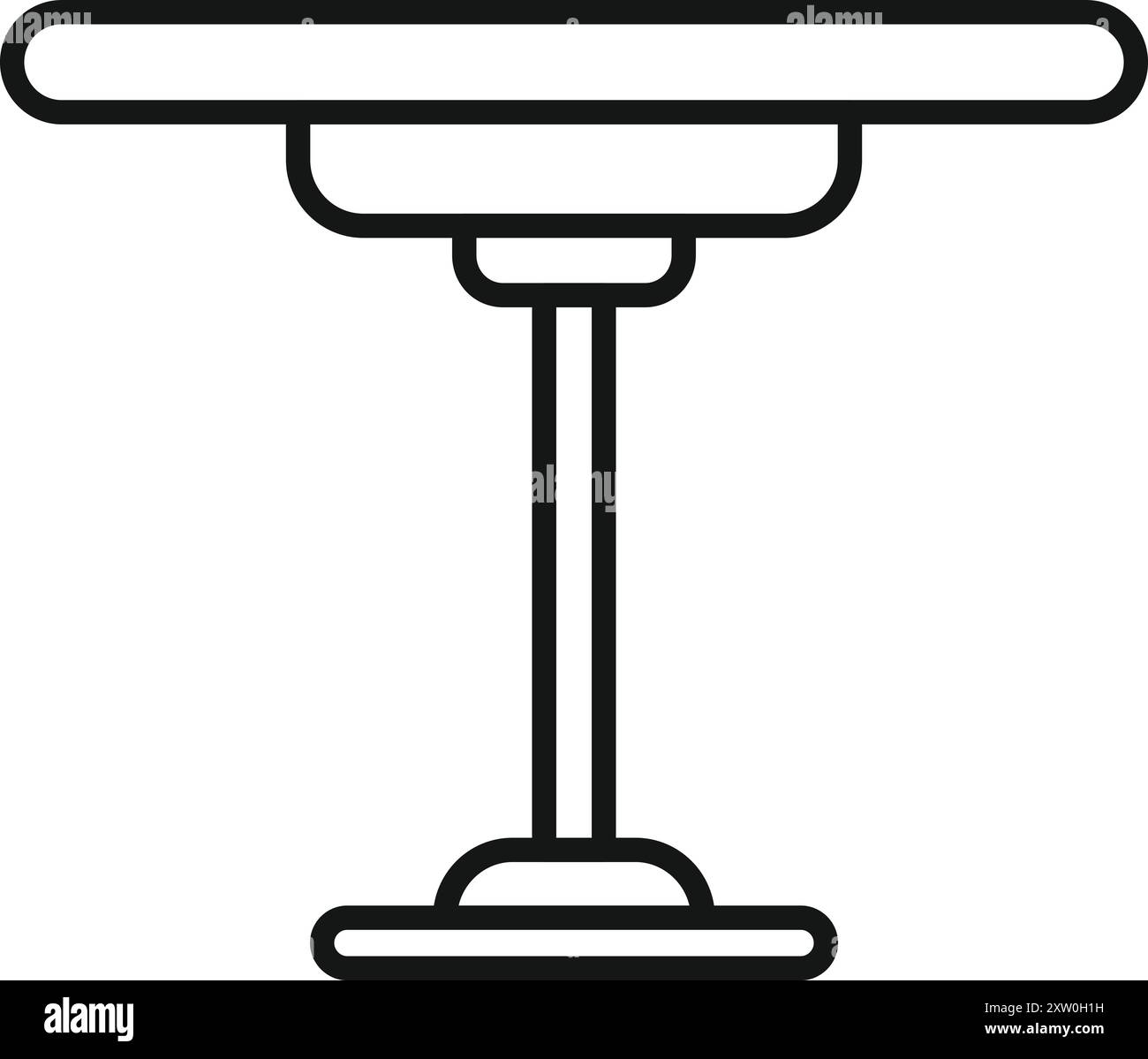 Simple vector icon of a round table with thin legs on a white ...