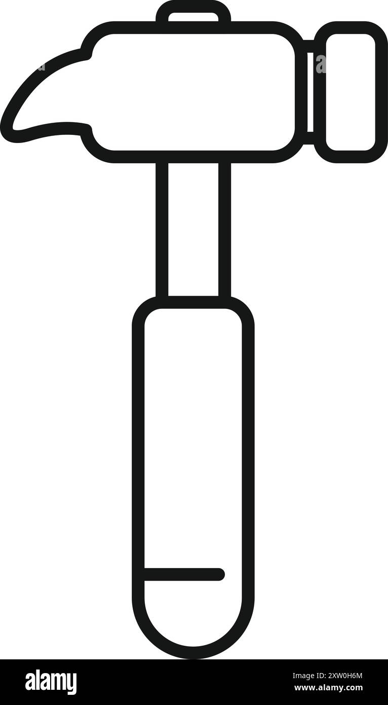 Simple black and white line art icon of a hammer, perfect for ...